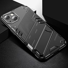 Custodia Silicone e Plastica Opaca Cover con Supporto A05 per Apple iPhone 15 Nero