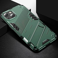 Custodia Silicone e Plastica Opaca Cover con Supporto A05 per Apple iPhone 15 Verde