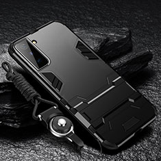 Custodia Silicone e Plastica Opaca Cover con Supporto A05 per Samsung Galaxy S22 Plus 5G Nero
