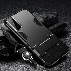 Custodia Silicone e Plastica Opaca Cover con Supporto A05 per Samsung Galaxy S25 5G Nero