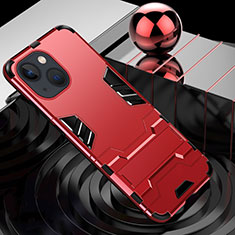 Custodia Silicone e Plastica Opaca Cover con Supporto A06 per Apple iPhone 13 Rosso