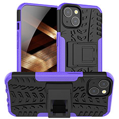 Custodia Silicone e Plastica Opaca Cover con Supporto A07 per Apple iPhone 15 Plus Viola