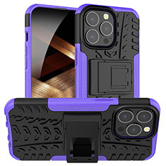 Custodia Silicone e Plastica Opaca Cover con Supporto A07 per Apple iPhone 15 Pro Max Viola