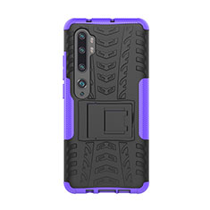 Custodia Silicone e Plastica Opaca Cover con Supporto D01 per Xiaomi Mi Note 10 Pro Viola