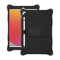 Custodia Silicone e Plastica Opaca Cover con Supporto H01 per Apple iPad 10.2 (2019) Nero