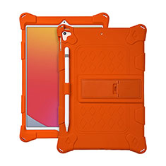 Custodia Silicone e Plastica Opaca Cover con Supporto H01 per Apple iPad 10.2 (2021) Arancione