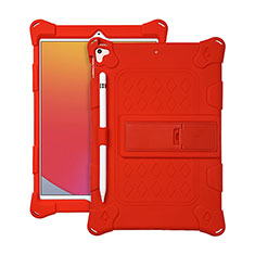 Custodia Silicone e Plastica Opaca Cover con Supporto H01 per Apple iPad 10.2 (2021) Rosso