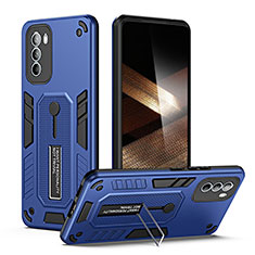 Custodia Silicone e Plastica Opaca Cover con Supporto H01P per Motorola Moto G31 Blu