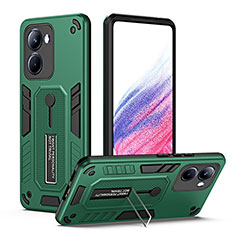 Custodia Silicone e Plastica Opaca Cover con Supporto H01P per Realme 10 4G Verde