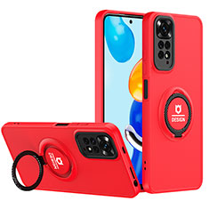 Custodia Silicone e Plastica Opaca Cover con Supporto H02P per Xiaomi Redmi Note 11S 4G Rosso