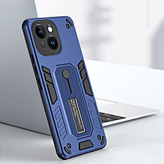 Custodia Silicone e Plastica Opaca Cover con Supporto H02X per Apple iPhone 13 Blu