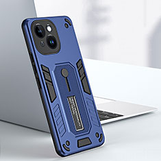 Custodia Silicone e Plastica Opaca Cover con Supporto H02X per Apple iPhone 14 Blu