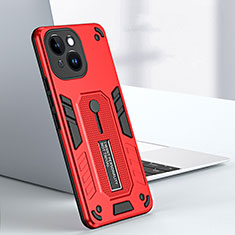 Custodia Silicone e Plastica Opaca Cover con Supporto H02X per Apple iPhone 14 Plus Rosso