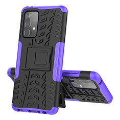 Custodia Silicone e Plastica Opaca Cover con Supporto J01X per Samsung Galaxy A52 4G Viola