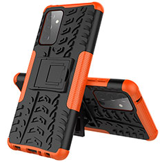 Custodia Silicone e Plastica Opaca Cover con Supporto J01X per Samsung Galaxy A72 4G Arancione