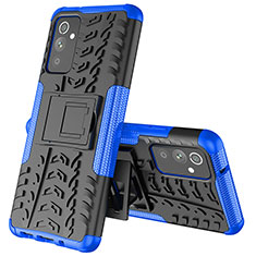 Custodia Silicone e Plastica Opaca Cover con Supporto J01X per Samsung Galaxy A82 5G Blu