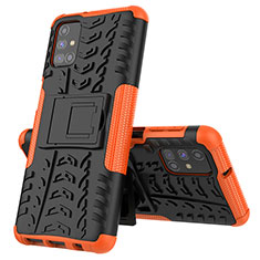 Custodia Silicone e Plastica Opaca Cover con Supporto J01X per Samsung Galaxy M31s Arancione