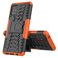 Custodia Silicone e Plastica Opaca Cover con Supporto J01X per Samsung Galaxy M40S Arancione