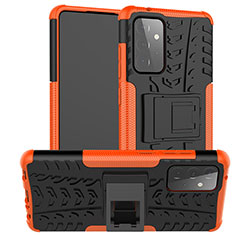 Custodia Silicone e Plastica Opaca Cover con Supporto J02X per Samsung Galaxy A72 4G Arancione