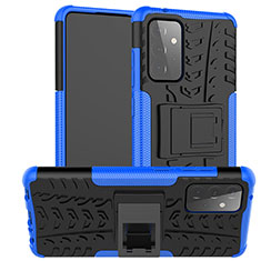 Custodia Silicone e Plastica Opaca Cover con Supporto J02X per Samsung Galaxy A72 5G Blu