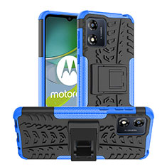 Custodia Silicone e Plastica Opaca Cover con Supporto JX1 per Motorola Moto E13 Blu