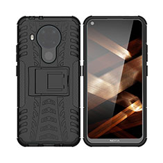 Custodia Silicone e Plastica Opaca Cover con Supporto JX1 per Nokia 5.4 Nero