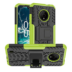 Custodia Silicone e Plastica Opaca Cover con Supporto JX1 per Nokia C200 Verde