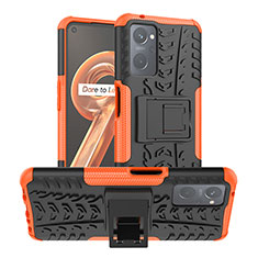 Custodia Silicone e Plastica Opaca Cover con Supporto JX1 per Oppo A96 4G Arancione