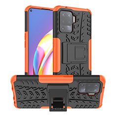 Custodia Silicone e Plastica Opaca Cover con Supporto JX1 per Oppo Reno5 F Arancione