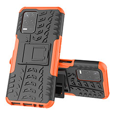 Custodia Silicone e Plastica Opaca Cover con Supporto JX1 per Realme 8 5G Arancione
