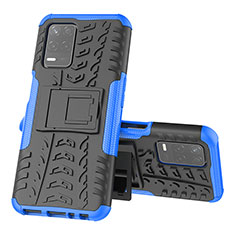 Custodia Silicone e Plastica Opaca Cover con Supporto JX1 per Realme V13 5G Blu