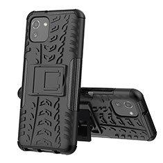 Custodia Silicone e Plastica Opaca Cover con Supporto JX1 per Samsung Galaxy A03 Nero