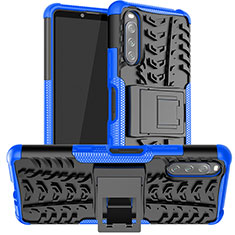 Custodia Silicone e Plastica Opaca Cover con Supporto JX1 per Sony Xperia 10 III SOG04 Blu