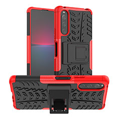 Custodia Silicone e Plastica Opaca Cover con Supporto JX1 per Sony Xperia 10 IV SOG07 Rosso