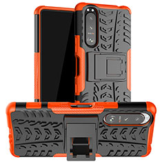 Custodia Silicone e Plastica Opaca Cover con Supporto JX1 per Sony Xperia 5 III SO-53B Arancione