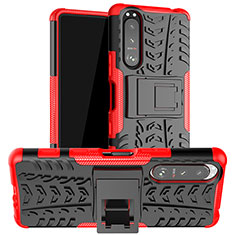 Custodia Silicone e Plastica Opaca Cover con Supporto JX1 per Sony Xperia 5 III SO-53B Rosso