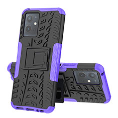 Custodia Silicone e Plastica Opaca Cover con Supporto JX1 per Vivo iQOO Z6 5G Viola