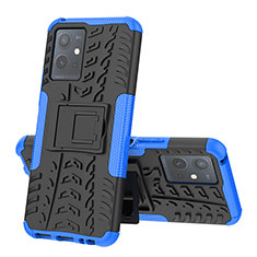 Custodia Silicone e Plastica Opaca Cover con Supporto JX1 per Vivo Y52t 5G Blu