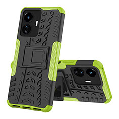 Custodia Silicone e Plastica Opaca Cover con Supporto JX1 per Vivo Y77e 5G Verde