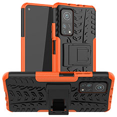 Custodia Silicone e Plastica Opaca Cover con Supporto JX1 per Xiaomi Mi 10T 5G Arancione