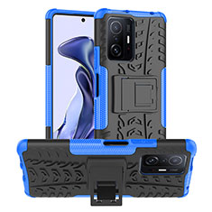 Custodia Silicone e Plastica Opaca Cover con Supporto JX1 per Xiaomi Mi 11T 5G Blu