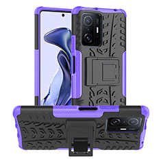 Custodia Silicone e Plastica Opaca Cover con Supporto JX1 per Xiaomi Mi 11T 5G Viola