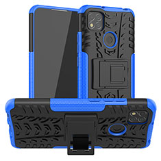 Custodia Silicone e Plastica Opaca Cover con Supporto JX1 per Xiaomi POCO C3 Blu