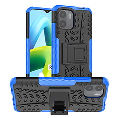 Custodia Silicone e Plastica Opaca Cover con Supporto JX1 per Xiaomi Poco C50 Blu