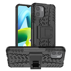 Custodia Silicone e Plastica Opaca Cover con Supporto JX1 per Xiaomi Poco C51 Nero