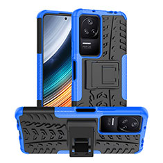 Custodia Silicone e Plastica Opaca Cover con Supporto JX1 per Xiaomi Poco F4 5G Blu
