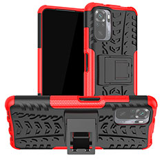 Custodia Silicone e Plastica Opaca Cover con Supporto JX1 per Xiaomi Poco M5S Rosso