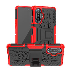 Custodia Silicone e Plastica Opaca Cover con Supporto JX1 per Xiaomi Redmi K40 Gaming 5G Rosso