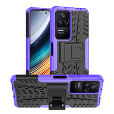 Custodia Silicone e Plastica Opaca Cover con Supporto JX1 per Xiaomi Redmi K40S 5G Viola