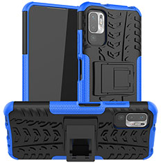 Custodia Silicone e Plastica Opaca Cover con Supporto JX1 per Xiaomi Redmi Note 10 5G Blu